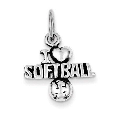 Antique I (heart) Softball Charm Sterling Silver QC5139, MPN: QC5139, 883957912349