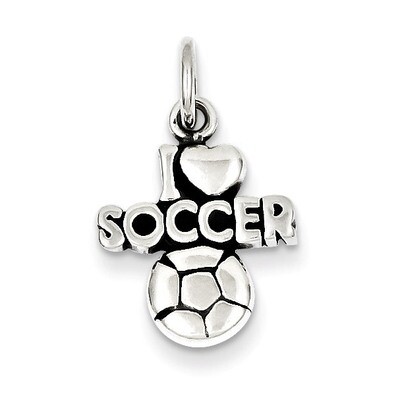 Antique I (heart) Soccer Charm Sterling Silver QC5134, MPN: QC5134, 883957912318