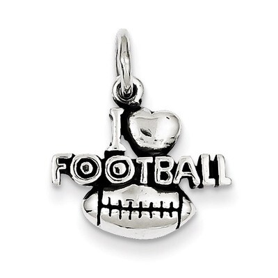 Antique I (heart) Football Charm Sterling Silver QC5125, MPN: QC5125, 883957912288