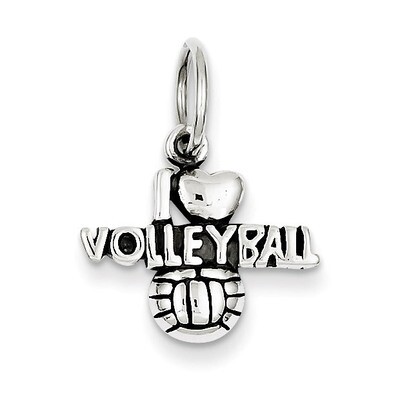 Antique I (heart) Volleyball Charm Sterling Silver QC5096, MPN: QC5096, 883957912165