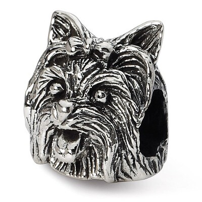 Yorkshire Terrier Head Bead - Sterling Silver QRS1281, MPN: QRS1281, 883957302447