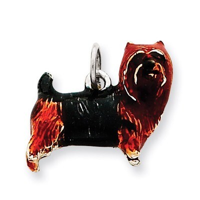 Brown &amp; Sable Cairn Terrier Charm Sterling Silver Enameled QC6418, MPN: QC6418, 886774373393