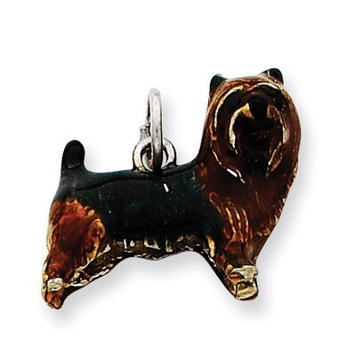Brown &amp; Black Cairn Terrier Charm Sterling Silver Enameled QC6419, MPN: QC6419, 886774373409