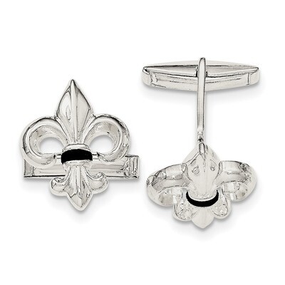 Fleur De Lis with Onyx Cufflinks Sterling Silver QQ556, MPN: QQ556,