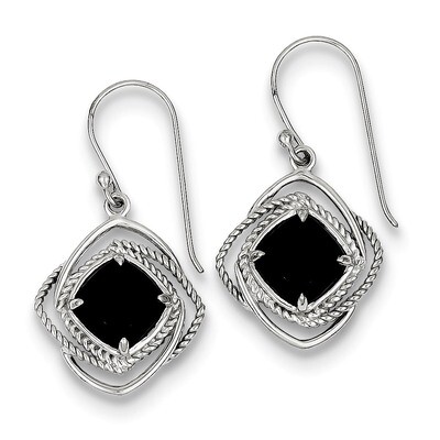 Onyx Dangle Earrings Sterling Silver QE9377, MPN: QE9377, 883957480381