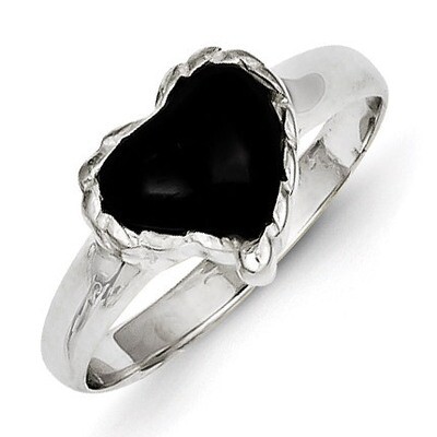 Onyx Heart Ring Sterling Silver QR1069, MPN: QR1069, 883957984216