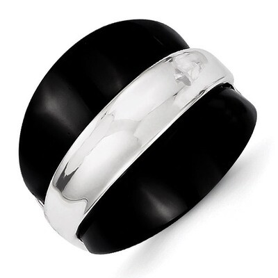 Band Surrounding Onyx Bands Ring Sterling Silver QR2812, MPN: QR2812, 883957527109