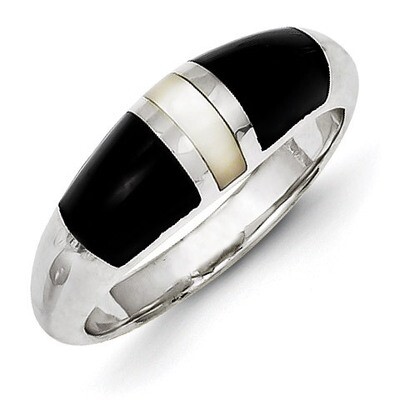 Onyx &amp; Mother of Pearl Ring Sterling Silver QR1466, MPN: QR1466, 883957182452