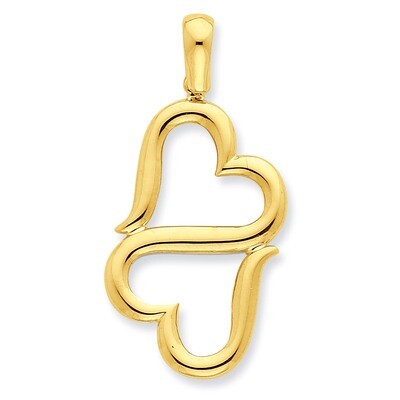 3-D Solid Double Hanging Hearts Pendant 14k Gold D3824, MPN: D3824, 637218139286