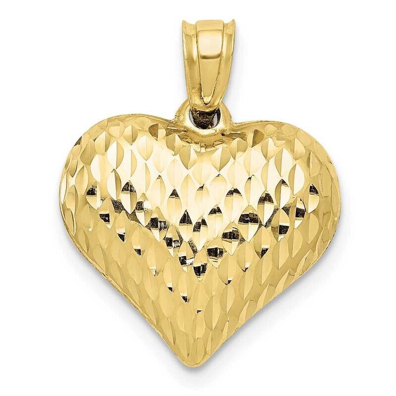 Textured 3-D Heart Pendant 10k Gold Polished 10D2888