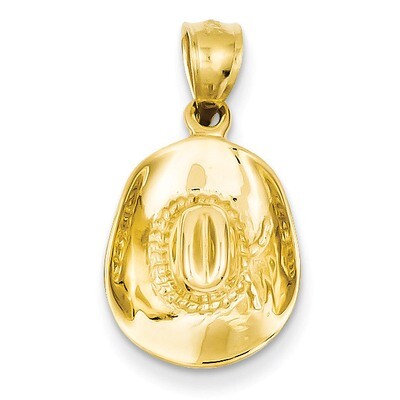 3-D Cowboy Hat Pendant 14k Gold D2927, MPN: D2927, 637218125630