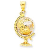 3-D Moveable Globe Pendant 14K Gold &amp; Rhodium D1209, MPN: D1209, 637218106707