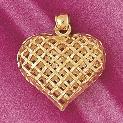 Dazzlers Jewelry 3-D Heart Pendant Necklace Charm Bracelet in Yellow, White or Rose Gold 3785, MPN:…