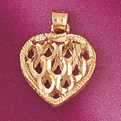 Dazzlers Jewelry 3-D Heart Pendant Necklace Charm Bracelet in Yellow, White or Rose Gold 3784, MPN:…
