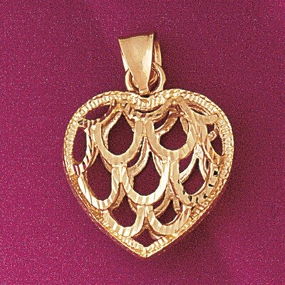 Dazzlers Jewelry 3-D Heart Pendant Necklace Charm Bracelet in Yellow, White or Rose Gold 3783, MPN:…