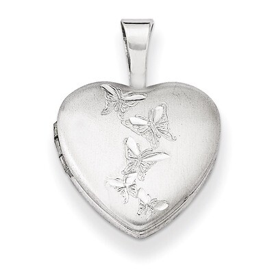Butterflies 12mm Heart Locket Sterling Silver QLS480, MPN: QLS480, 883957565347