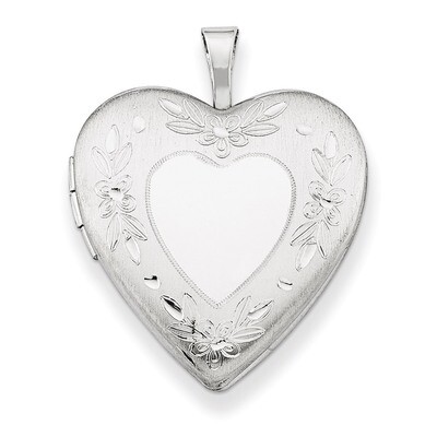 Floral Border Heart Locket Sterling Silver 20mm QLS428, MPN: QLS428, 883957533346