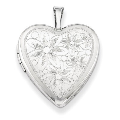 Textured Daisies Heart Locket Sterling Silver 20mm QLS435, MPN: QLS435, 883957143620