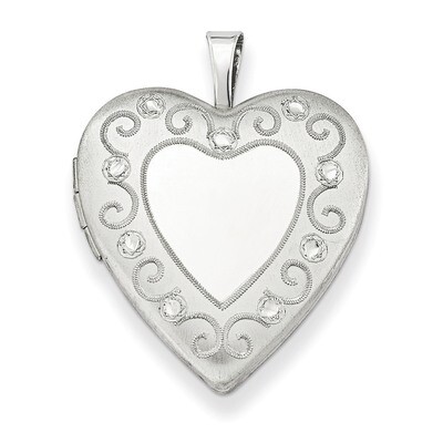 Heart Locket Sterling Silver 20mm Diamond-cut QLS427, MPN: QLS427, 883957576145