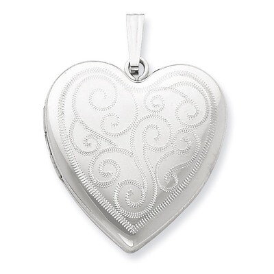 Swirl Design Heart Locket Sterling Silver 24mm QLS324, MPN: QLS324, 883957576138