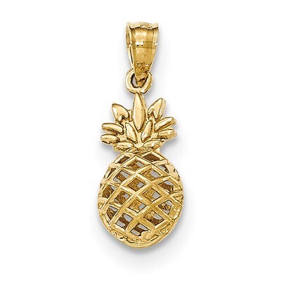 3D Pineapple Pendant 14k Gold Polished K5419, MPN: K5419, 191101457104