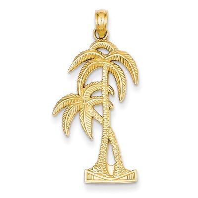 Palm Trees Pendant 14k Gold Polished &amp; Textured D4406, MPN: D4406, 637218156801