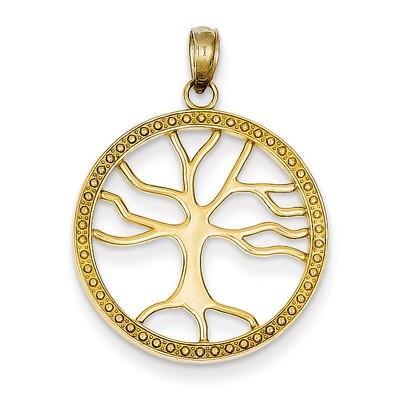 Tree of Life in Round Frame Pendant 14k Gold D4245, MPN: D4245, 637218144334