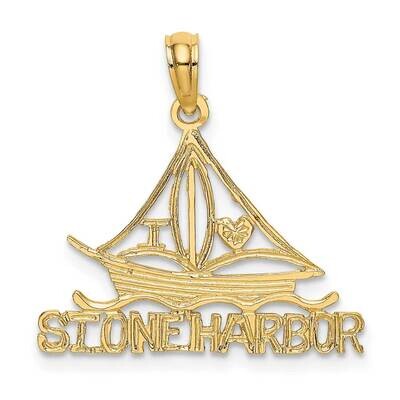 I Love Stone Harbor Sailboat Charm 14k Gold C3303, MPN: C3303,