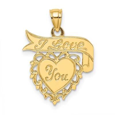 I Love You Heart with Banner Charm 14k Gold Polished C2166, MPN: C2166,