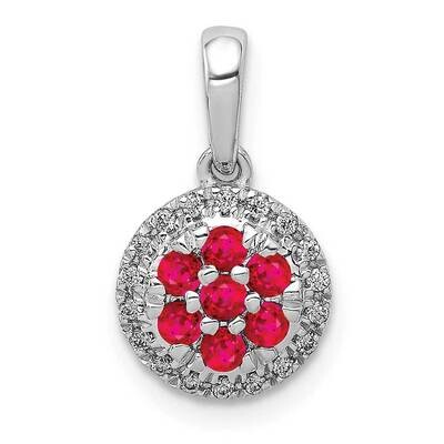 .28 Ruby Circle Pendant 14k White Gold Diamond PM5255-RU-010-WA, MPN: PM5255-RU-010-WA, 883957520292