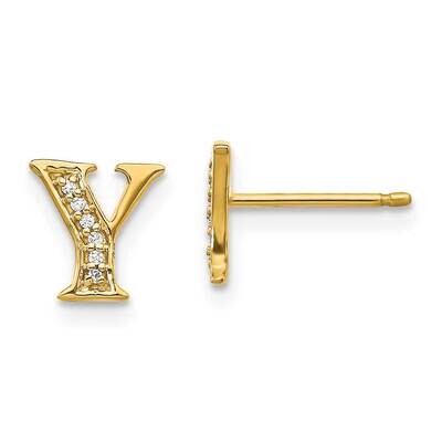 Initial Y Earrings 14k Gold Diamond EM4170Y-004-YA, MPN: EM4170Y-004-YA, 883957262000