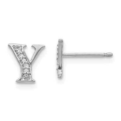 Initial Y Earrings 14k White Gold Diamond EM4170Y-004-WA, MPN: EM4170Y-004-WA, 883957663623