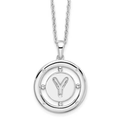White Ice .025Ct. Diamond Initial Y Necklace Sterling Silver QW499Y-18, MPN: QW499Y-18, 191101479007