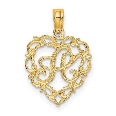 A Script Initial In Heart Charm 14k Gold K6424A, MPN: K6424A, 637218007509