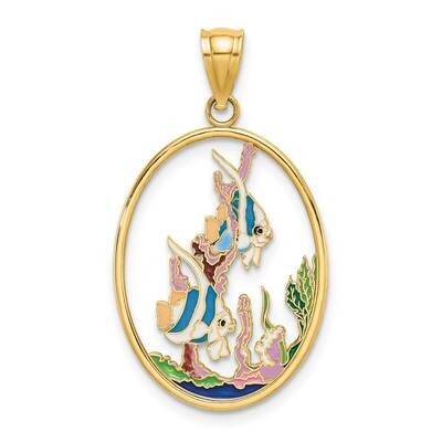 Angelfish In Underwater Scene Charm 14k Gold Enamel K6865, MPN: K6865, 637218127481