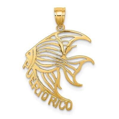 Puerto Rico Under Angelfish Charm 14k Gold Cut-out K7812, MPN: K7812, 637218040575