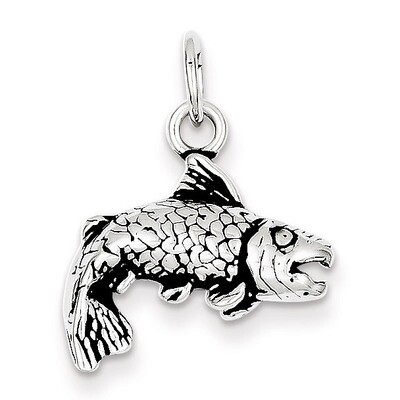 Fish Charm Sterling Silver Antiqued QC7675, MPN: QC7675, 883957570105
