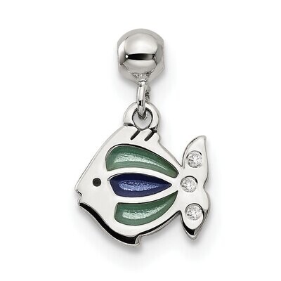 Fish Charm Sterling Silver Enamel Dangle QMM164, MPN: QMM164,
