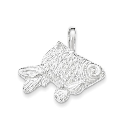 Polished &amp; Textured Goldfish Pendant Sterling Silver QC8759