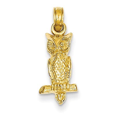 3-D Owl Pendant 14k Gold D4197, MPN: D4197, 637218086221