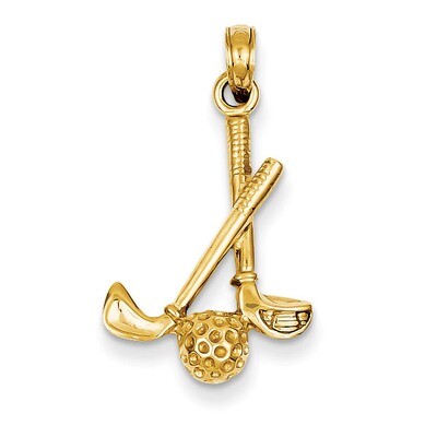3-D Clubs and Ball Pendant 14k Gold D4281, MPN: D4281, 637218129836