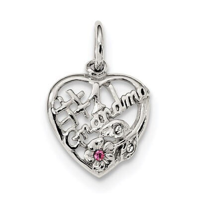Pink &amp; White CZ Diamond #1 Grandma Pendant Sterling Silver Rhodium-plated QC9199, MPN: QC9199, 8867…