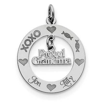 Personalizable Proud Grandma Charm Sterling Silver Rhodium-plated QC7181, MPN: QC7181, 883957598253