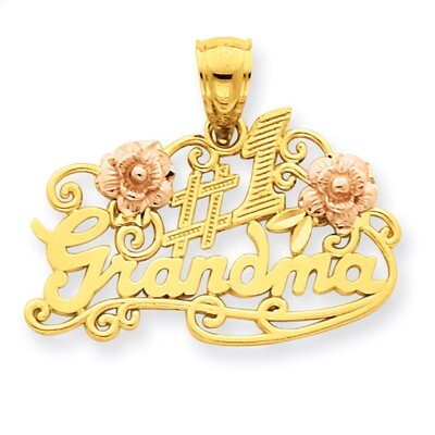 #1 Grandma with Roses Pendant 14k Yellow &amp; Rose Gold C3004, MPN: C3004, 886774089157