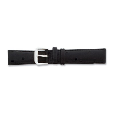 19mm Black Ostrich Grain Leather Watch Band 7.5 Inch Silver-tone Buckle BAW85-19, MPN: BAW85-19, 88…