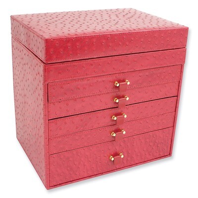 Red Ostrich Texture Jewelry Case GM4104, MPN: GM4104, 797140555896