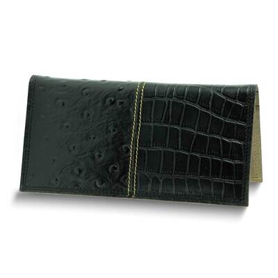 Black Crocodile and Ostrich Print Leather Rodeo Wallet GM25075BLK, MPN: GM25075BLK, 892925172418
