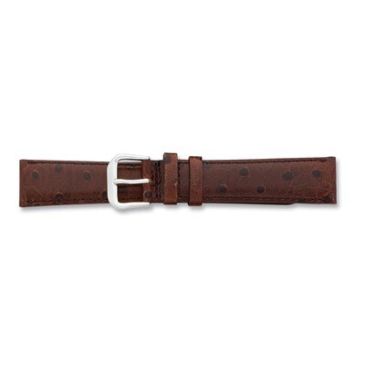 19mm Brown Ostrich Grain Leather Watch Band 7.5 Inch Silver-tone Buckle BAW13-19, MPN: BAW13-19, 88…