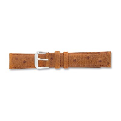 16mm Havana Ostrich Grain Leather Watch Band 7.5 Inch Silver-tone Buckle BAW12-16, MPN: BAW12-16, 8…