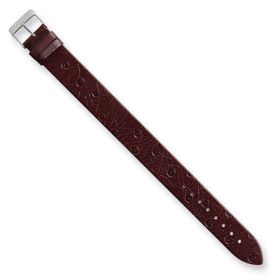 Moog Brown Ostrich Texture Polish Finish Calf Leather Watch Band, MPN: AV-13,